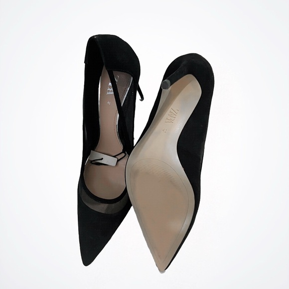 Zara Women's Black Pointed Toe Heels - Picture 2 of 5